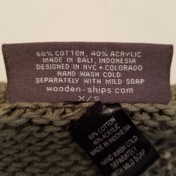 Wooden Ships Women's Size XS Green Open Knit Pullover Sweater - Picture 5 of 5